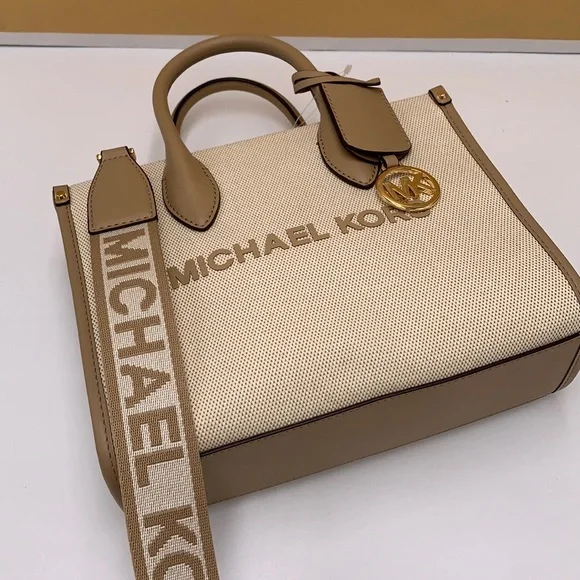 Michael Kors Mirella Small Shopper Top Zip Crossbody Bag Camel MK NWT - Picture 8 of 15